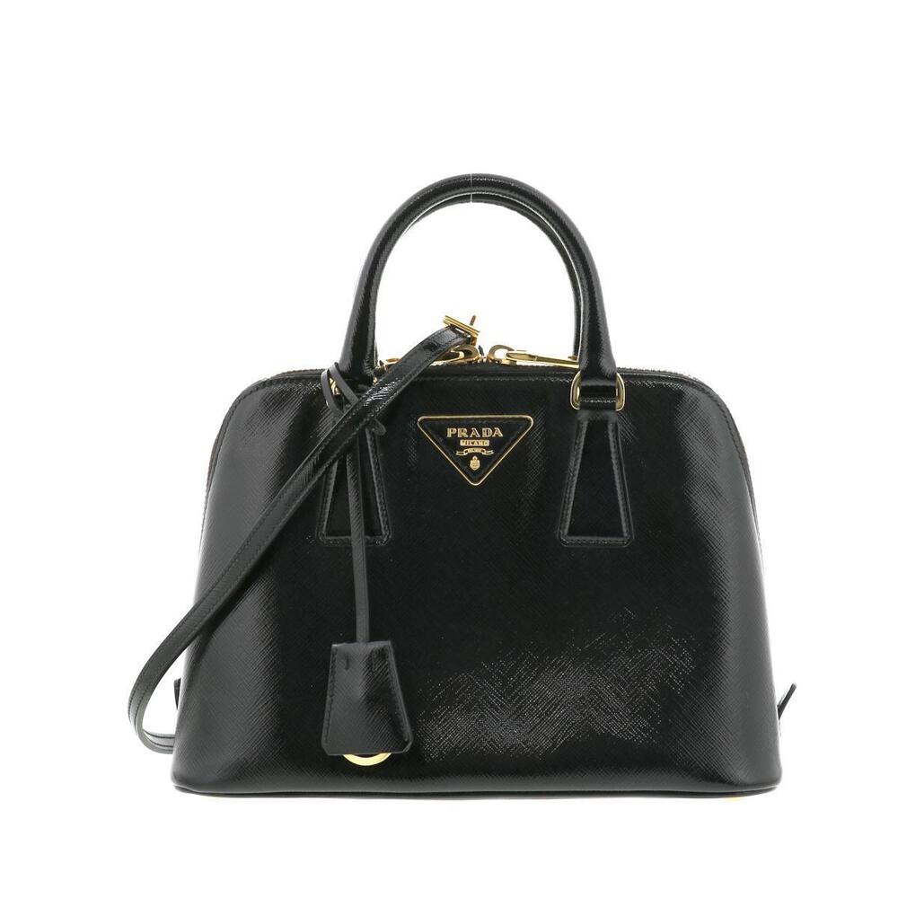 PRADA Handbag Saffiano Leather Lux Black